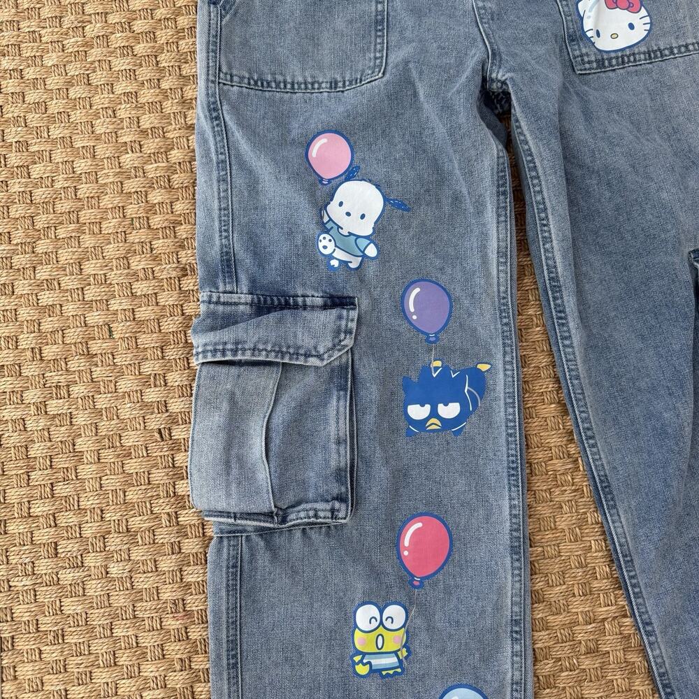 Hello Kitty By Sanrio Balloon Denim Cargo Pants Size 3 *Missing Belt* - Picture 2 of 14